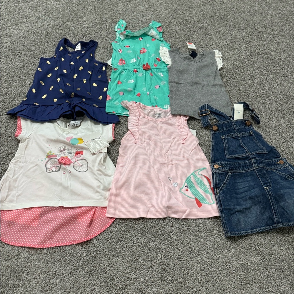 Assorted Girls' Dresses and Denim Overalls